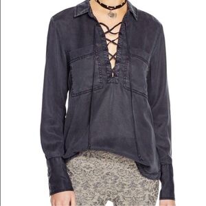 Free People Under Your Spell Lace-Up Blouse